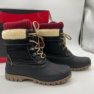 Cougar Winter Boots Size 9 Black Lace Up with Fleece Lining